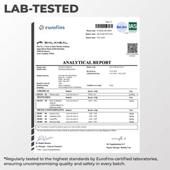 SHILAHEAL lab-tested label emphasizing safety and purity.