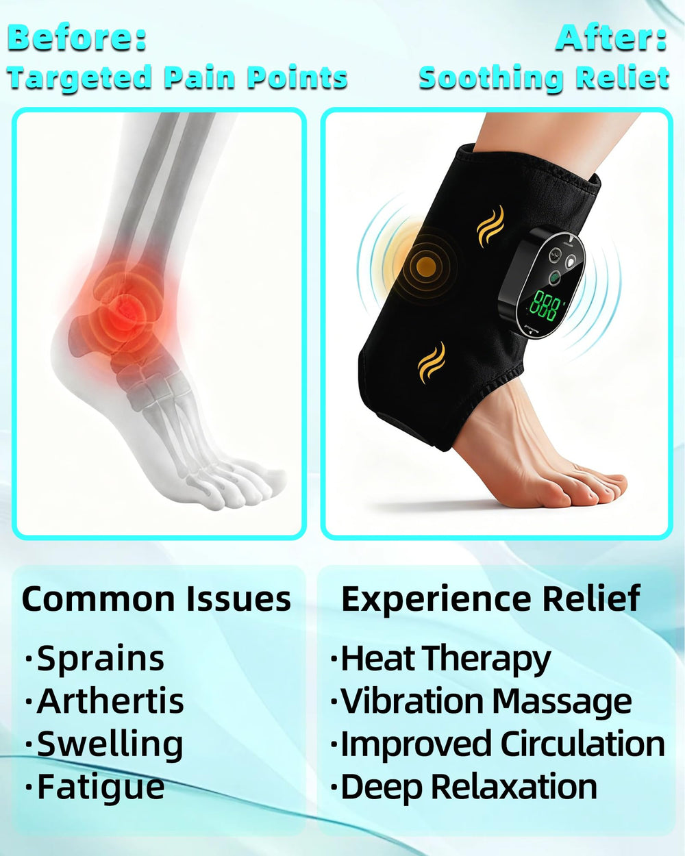 Shinbox ankle massager ergonomic wrap stays secure during use