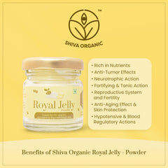 Shiva Organic Royal Jelly Powder freshness seal ensuring product integrity.