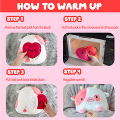 Shopzoki Strawberry Cow warmth may ease discomfort on tough days.