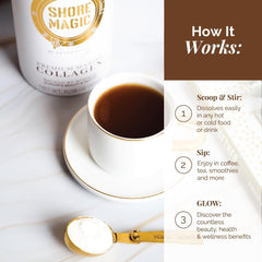 Shore Magic Marine Collagen Powder in a smoothie for a flavorless boost