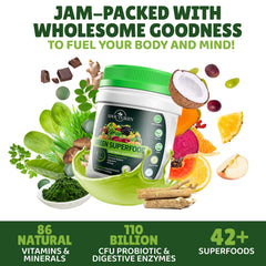 SHOUTGRIIN Probiotic Digestive Enzymes Blend scoop promoting gut support.