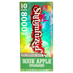 Shrumfuzed bottle front shows New Improved Taste and daily wellness.