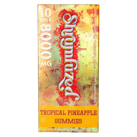 Shrumfuzed nootropic gummy bottle with tropical pineapple flavor for daily focus and clarity.