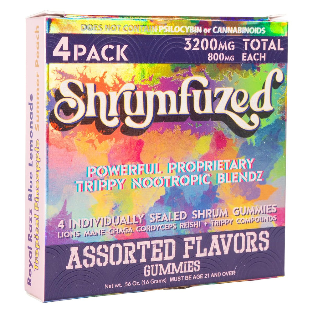 Shrumfuzed nootropic gummy Chaga bottle highlights immune-supporting mushrooms