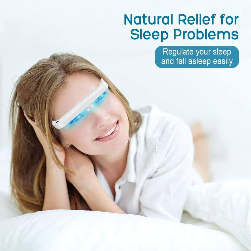 SHUFFLE LIFE light therapy glasses worn as a compact wearable