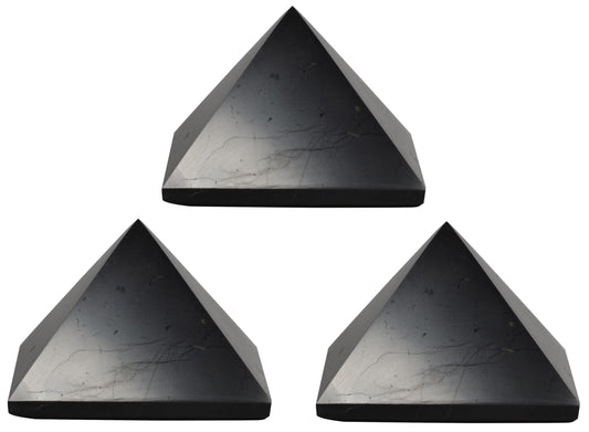 Shungite World polished pyramid 60mm for energy balance and decor