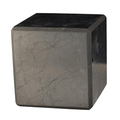 Shungite World authentic 60 mm cube close-up for tactile energy and focus