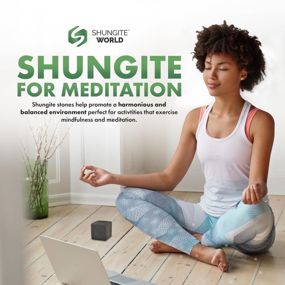 Shungite World chakra energy pair promotes balance on desks.