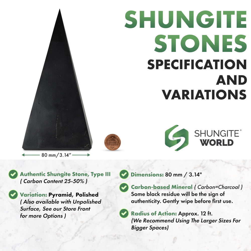 Shungite World natural black shungite pyramid chakra focus and grounding
