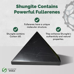 Shungite World 110 mm pyramid as a mindful desk accent.