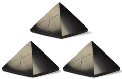 Shungite World 50mm pyramid top view for calming decor