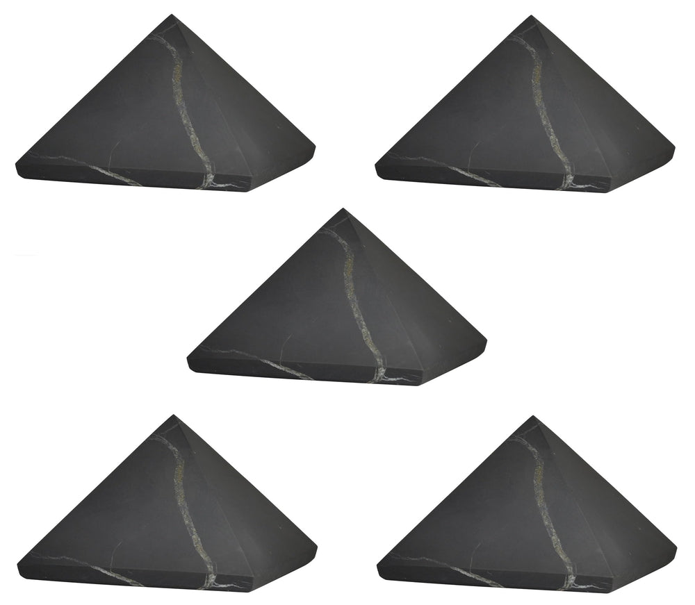 Shungite World pyramid front view promotes grounding energy for desk spaces