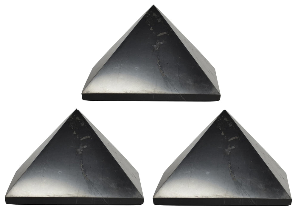 Shungite World 80mm polished pyramid centerpiece promotes natural energy balance in living spaces.
