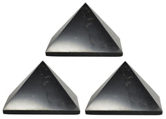 Shungite World 80mm polished pyramid centerpiece promotes natural energy balance in living spaces.