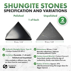 Shungite World 90mm unpolished pyramid with natural texture for grounding decor.