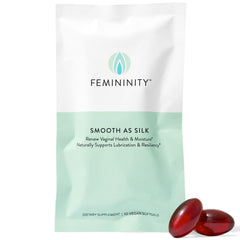 Sibu Femininity Silk softgels bottle for daily moisture support.