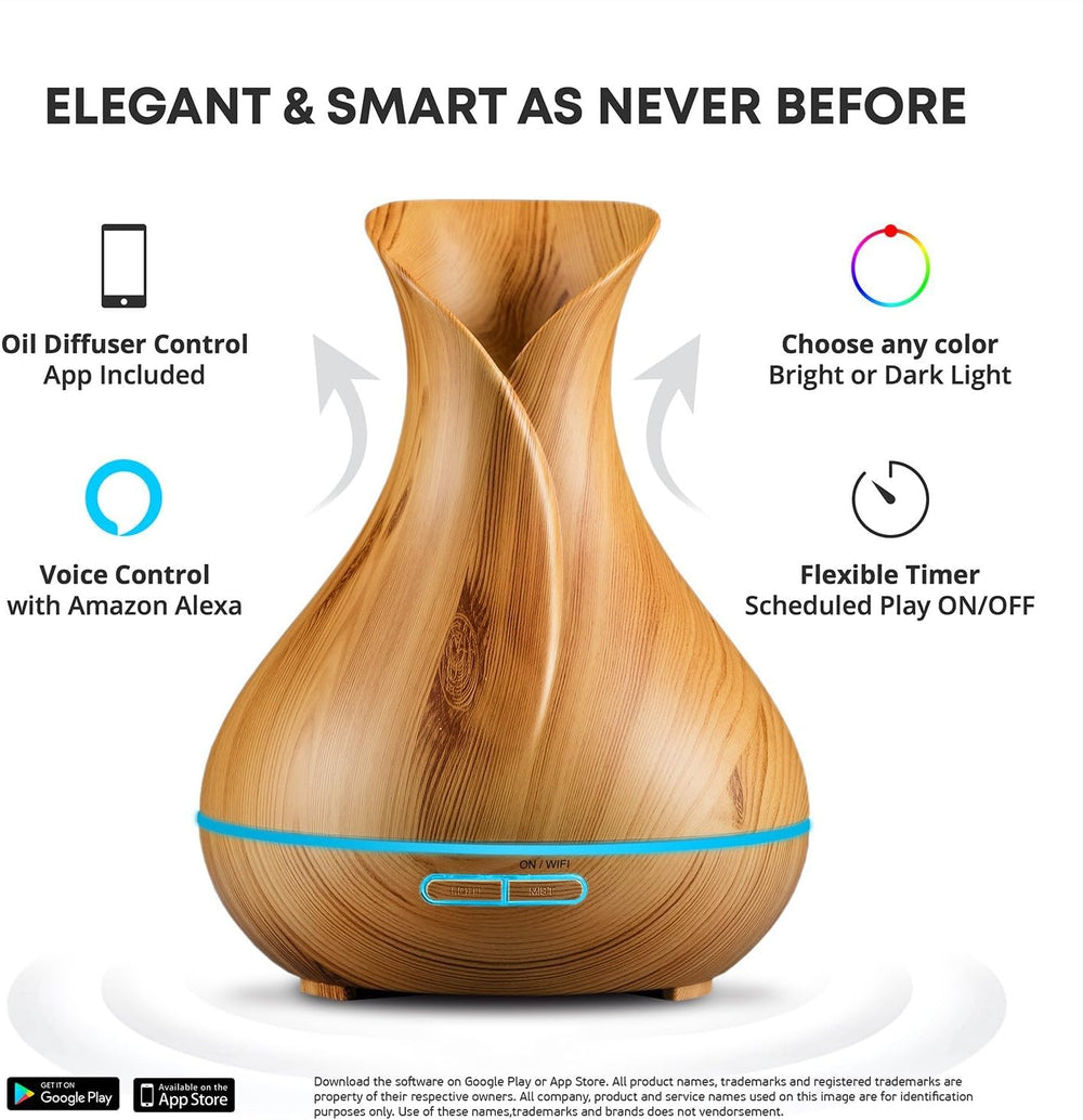 Sierra Modern Home diffuser emits fine mist with 360° ultrasonic tech.
