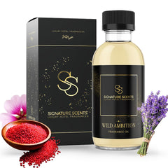 Signature Scents Wild Ambition bottle pour shows premium fragrance for hotels and homes.