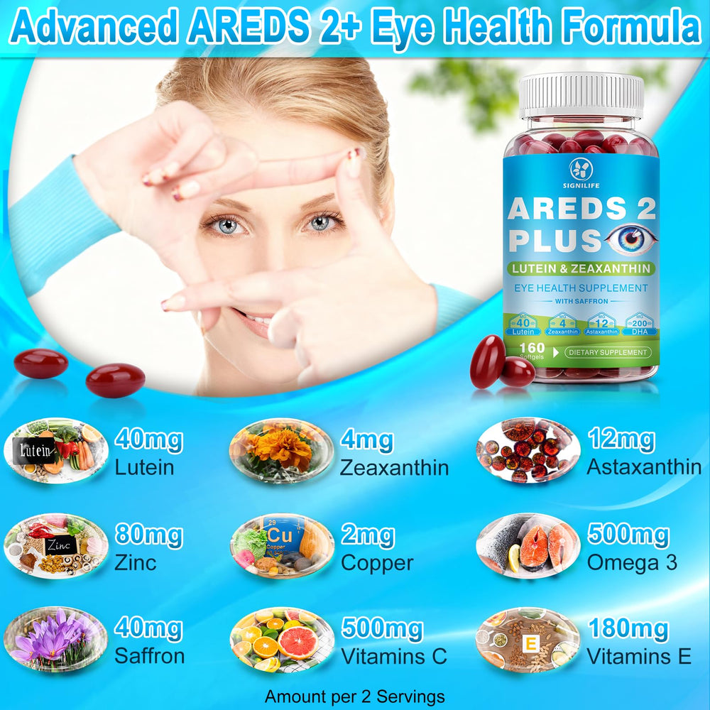 SIGNILIFE AREDS 2 Plus label detail spotlights saffron-backed macular support.