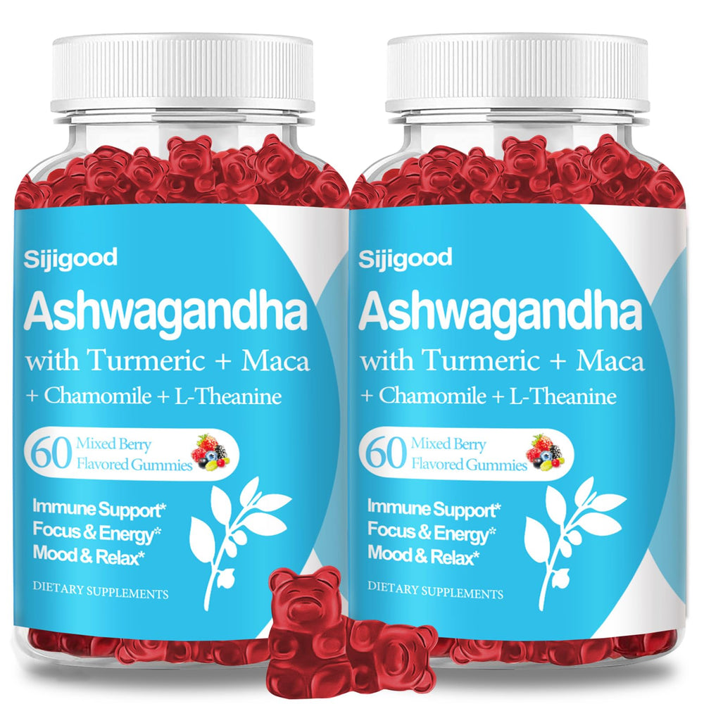 Sijigood Ashwagandha Gummies bottle showing mixed berry flavor and calm daily use.
