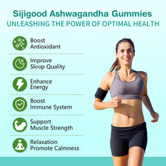 Sijigood Ashwagandha Gummies serving size view, clear two gummy serving for daily use