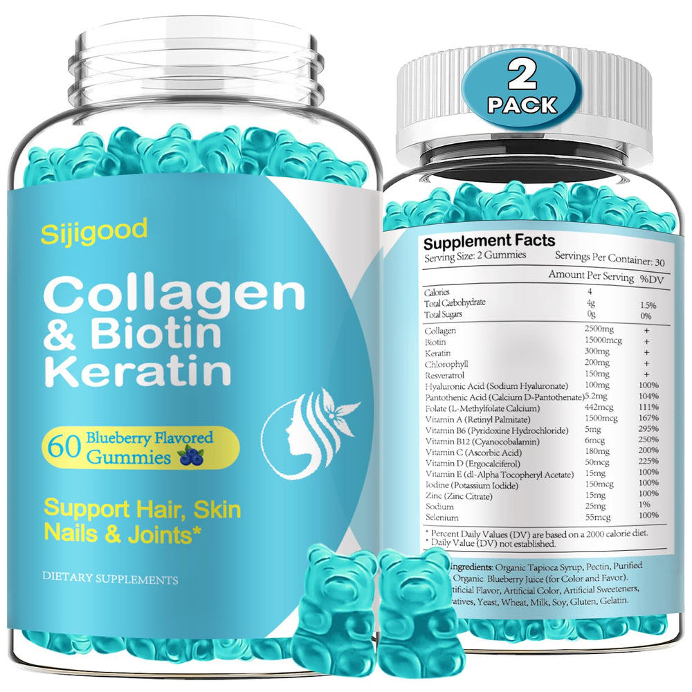 Sijigood biotin gummies blueberry bottle for convenient daily hair and nails health
