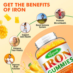 Sijigood iron gummies mango pour illustrates quick, on-the-go iron support.