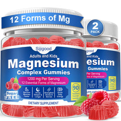 Sijigood Magnesium Gummies bottle shows raspberry flavor for daily wellness.