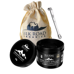 Silk Road Organics Shilajit resin being poured, signaling easy dosing