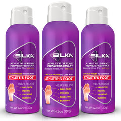 Silka spray bottle close-up for antifungal foot care