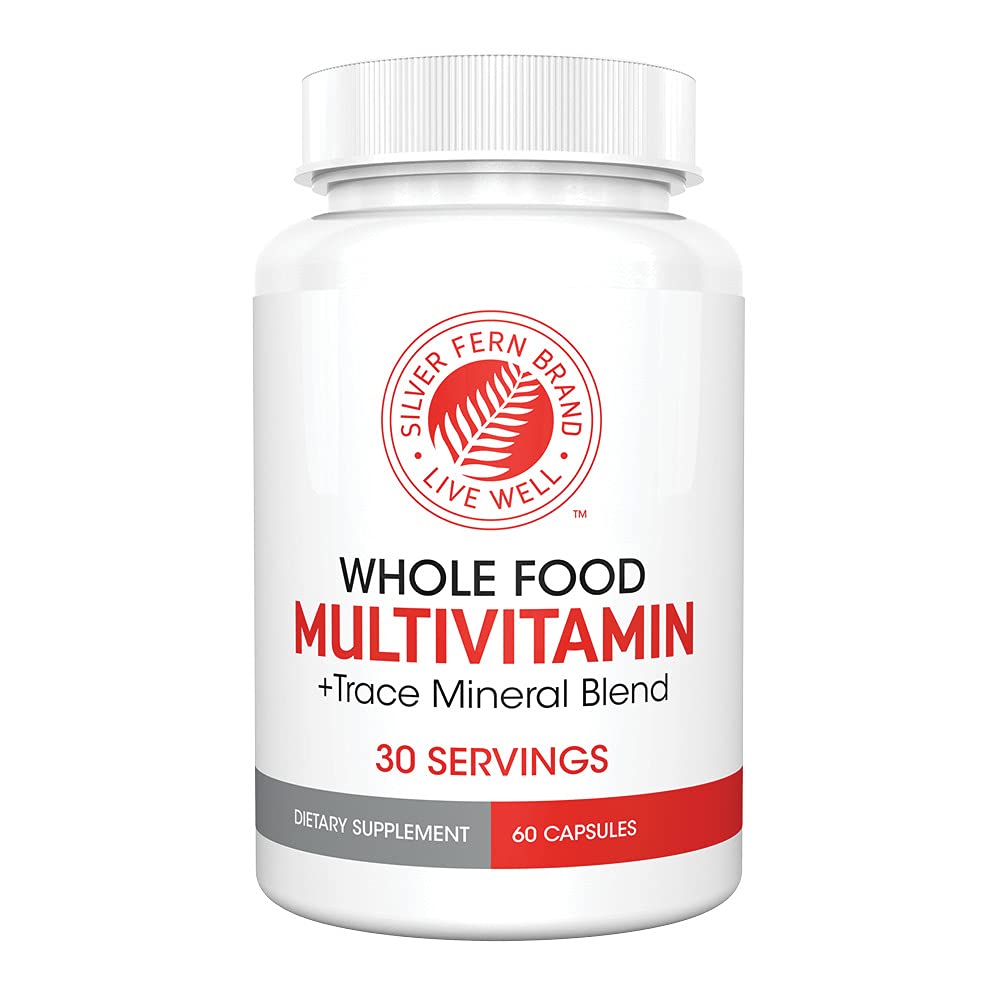 Silver Fern bottle label shows vegan whole-food vitamins for daily wellness