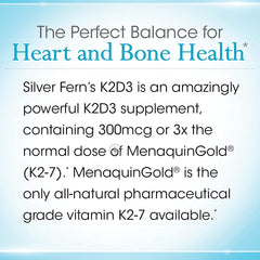 Silver Fern K2-D3 packaging box showcases natural ingredients and bioavailability.