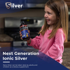 Silver Support 10ppm bottle pour demonstrating easy dosage for everyday wellness routines