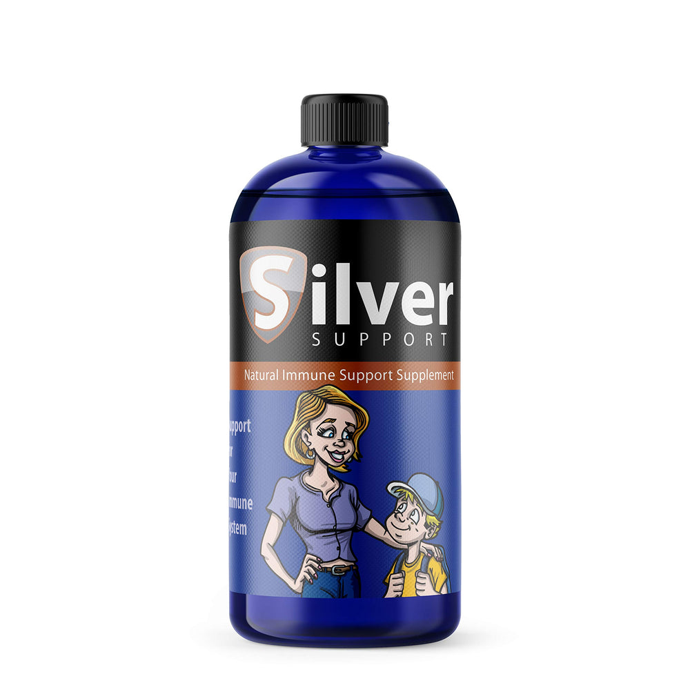 Silver Support nano-ionic bottle closeup illustrating premium packaging for daily immune support
