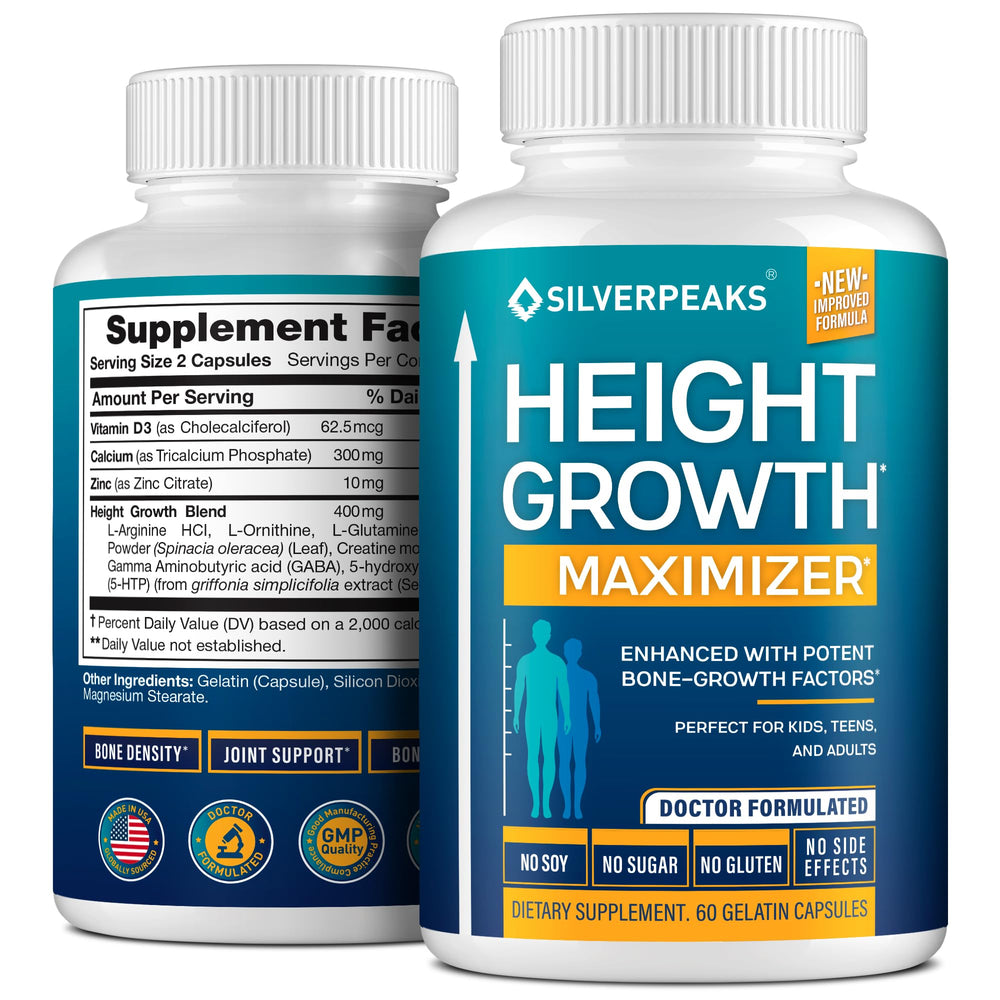 SILVERPEAKS Growth Capsules bottle pouring for daily use supports bone development.