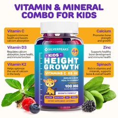 SILVERPEAKS gummies bottle label close-up with Vitamin D and Calcium