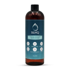 SILVIQ Structured Silver Water bottle pour shows 30ppm solution for daily wellness