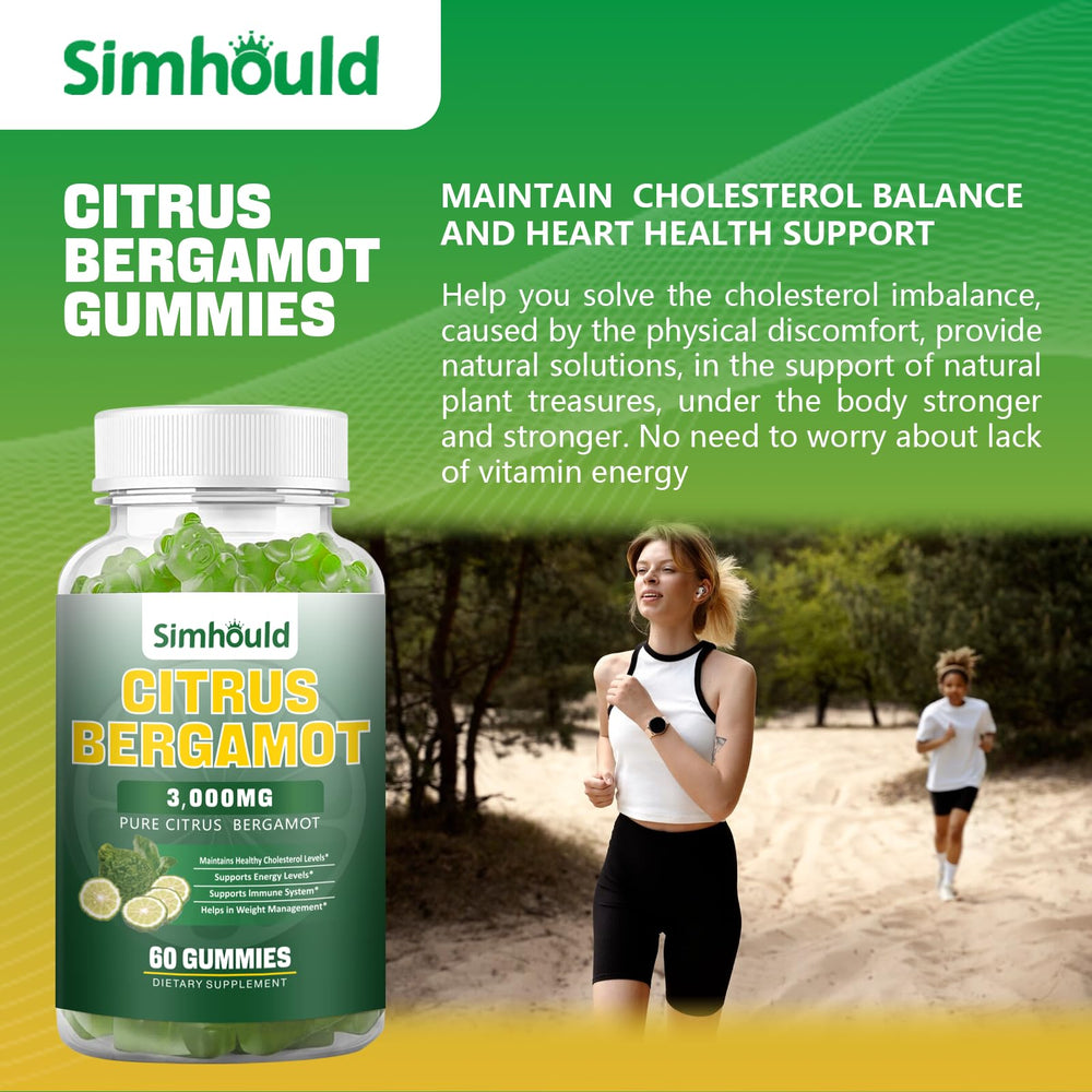 Simhould Citrus Bergamot Gummies closeup shows chewy texture and zesty lime flavor.