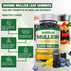 Simhould mullein gummies gummy close-up showing sugar-free texture and chewable form.