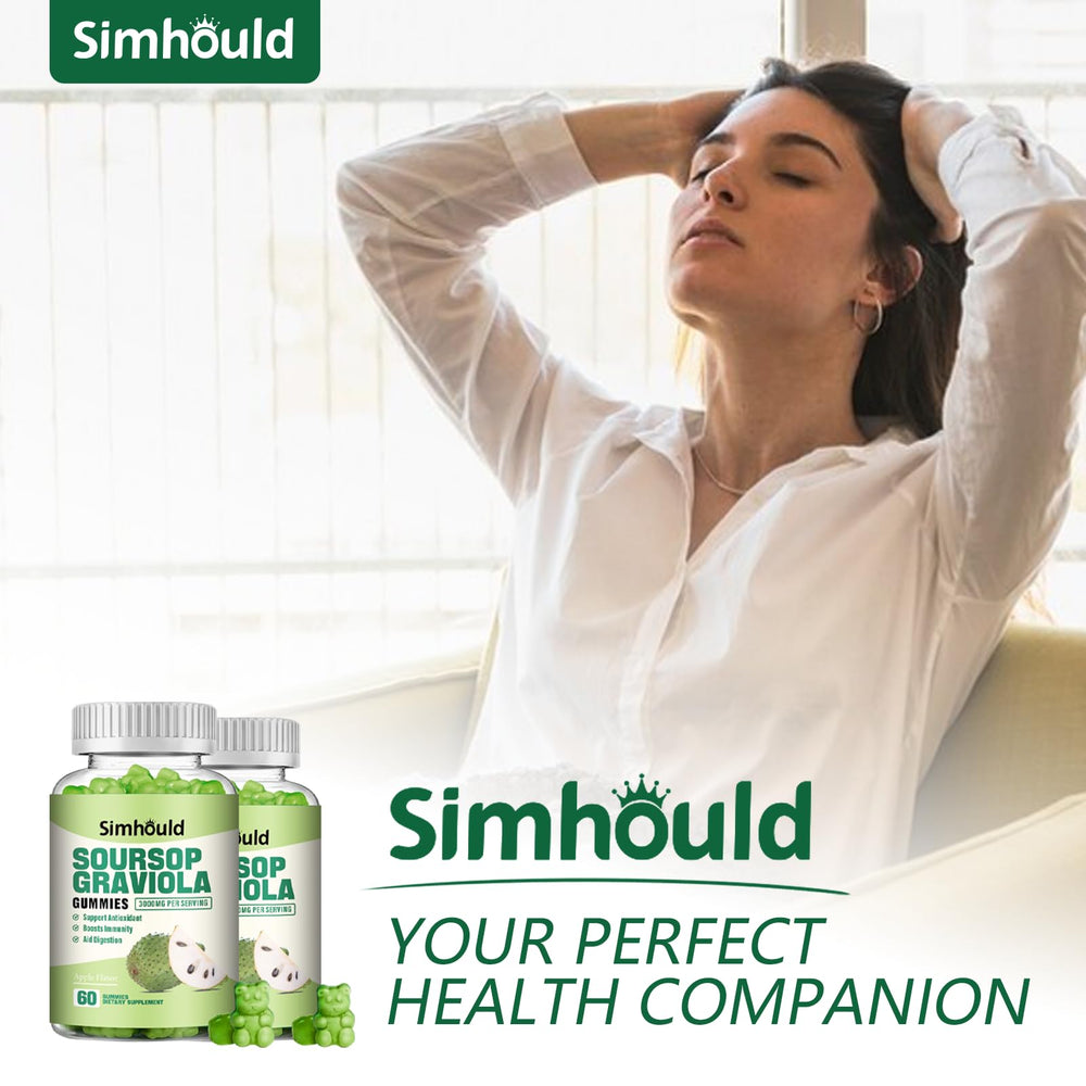 Simhould Soursop Graviola Gummies 2-pack packaging and branding