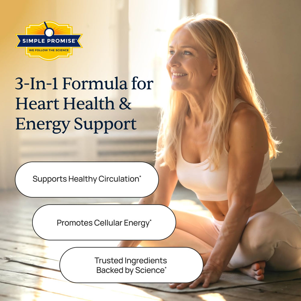 Simple Promise CardioClear7 bottle pour suggesting easy daily intake for circulation.