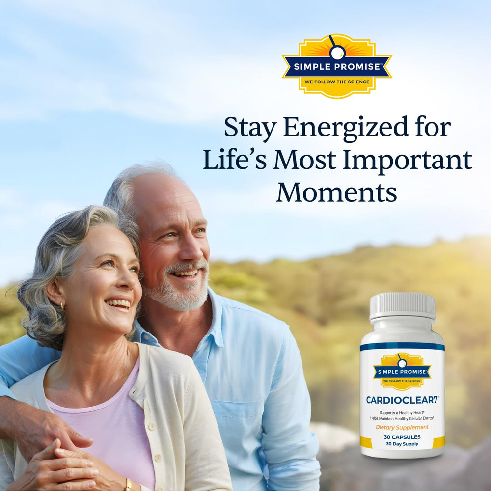 Simple Promise CardioClear7 packaging with eco-friendly design signaling trusted purity.