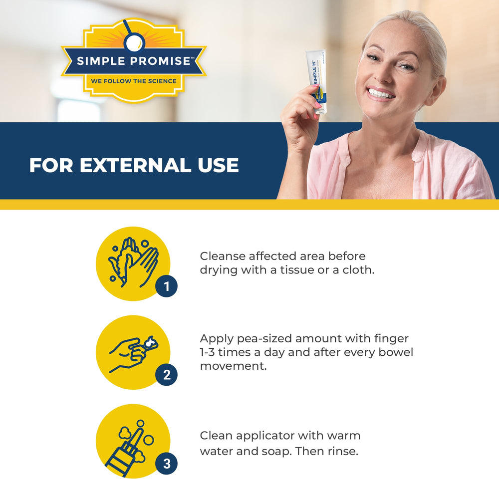 Simple Promise Simple H cream application swirls indicate quick absorption.