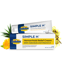 Simple Promise Simple H cream bottle shows fast-acting formula.
