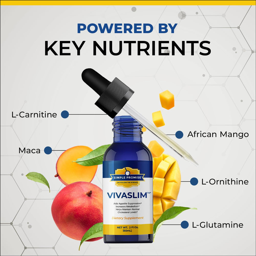 Close-up of VivaSlim ingredients panel with African Mango and Maca.