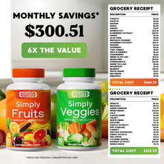 Simply Nature's Pledge ingredient blend highlights diverse fruits and vegetables for natural energy support.