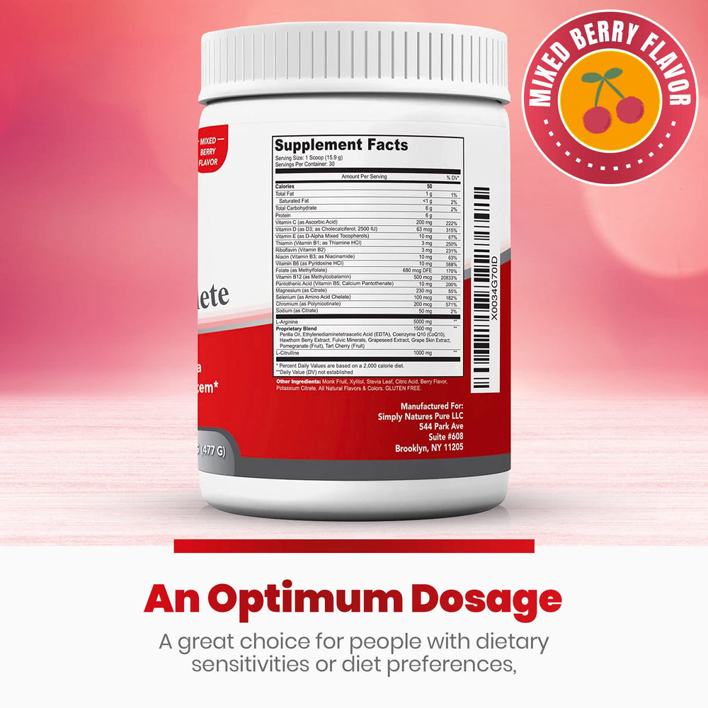 Simply Nature's Pure Cardio Complete flavor powder in a jar promotes daily heart health.
