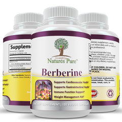 USA-made label on Simply Nature's Pure berberine bottle.