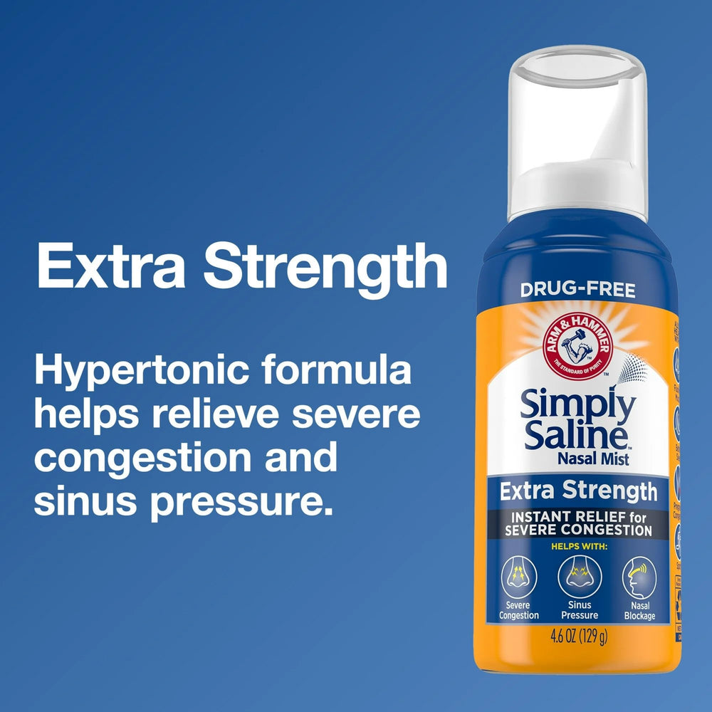 Simply Saline Nasal Mist baking soda infused formula moisturizes nasal passages